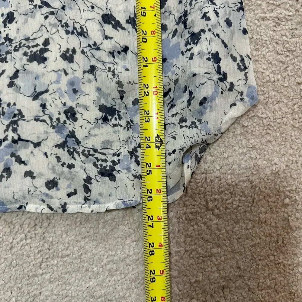 Philosophy Blouse Women’s Medium Sheer Floral White With Blue Flowers Sheer - Picture 10 of 14